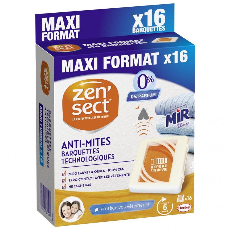 Lot x10 : ZENSECT Anti-mites Technologiques - MAXI FORMAT 16 barquettes